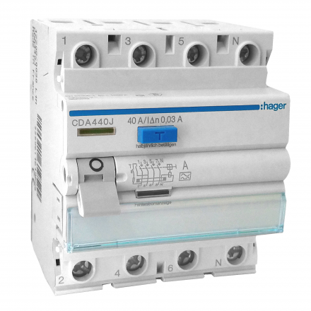 HAGER Wyłącznik różnicowoprądowy 4P 40A 0,03A typ A CDA440J