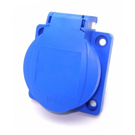 PLUS Gniazdo z uziemieniem 38x38mm 230V tablicowe IP44 niebieskie