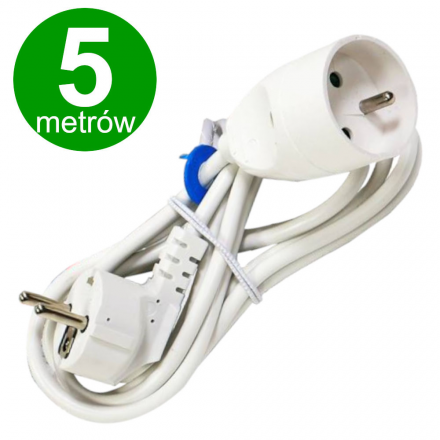 Jonex Przedłużacz 1-gniazdowy z uziemieniem 10A 230 V~ biały 5m