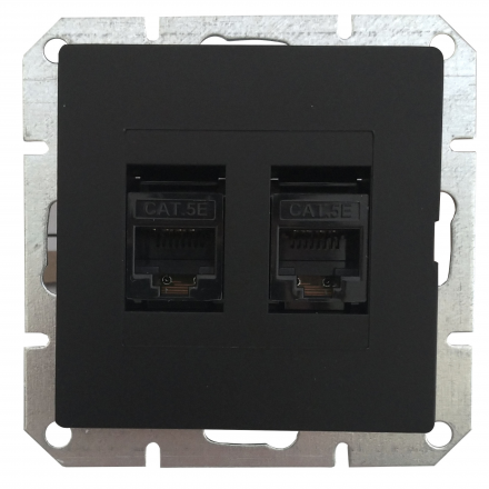 TIMEX MAGIC Gniazdo komputerowe 2xRJ45 8pin zacisk krone LSA+ czarny mat GTP-22-Pr moduł CZ/MAT