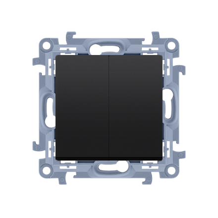 SIMON 10 Wyłącznik łącznik podwójny świecznikowy do ramki czarny mat CW5.01/49
