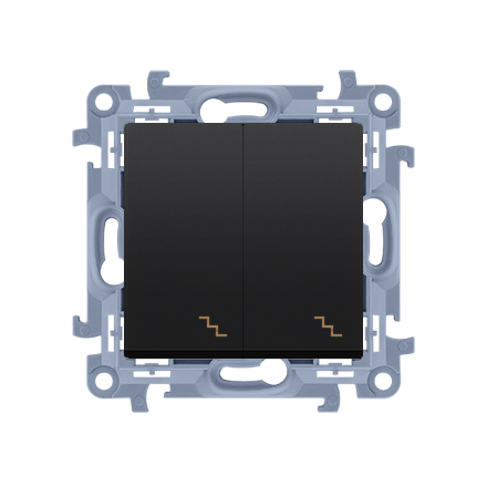 SIMON 10 Wyłącznik łącznik podwójny schodowy do ramki czarny mat CW6/2.01/49