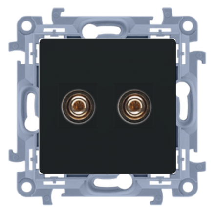SIMON 10 Gniazdo głośnikowe pojedyncze 2x6mm2 do ramki czarny mat CGL2.01/49