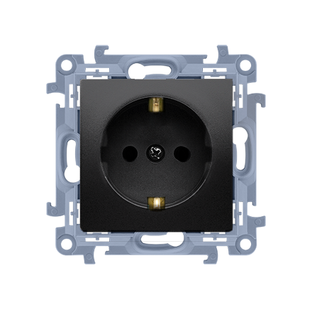 SIMON 10 Gniazdo pojedyncze z uziemieniem do ramki typu schuko 16A czarny mat CGSZ1.01/49