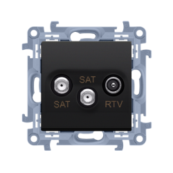 SIMON 10 Gniazdo antenowe RTV-SAT-SAT podwójne do ramki czarny mat CASK2.01/49
