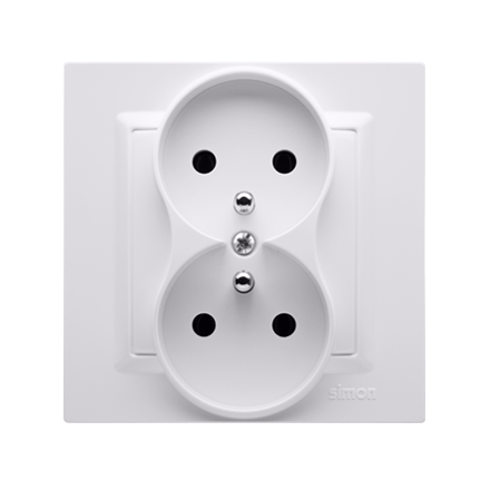 SIMON 10 Gniazdo podwójne z uziemieniem białe CGZ2/11