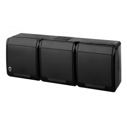 Elektro-Plast HERMES Gniazdo potrójne z klapką czarną Z/U natynkowe IP44 czarne 0323-09