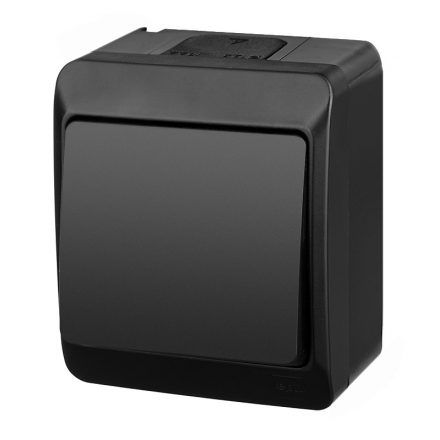 Elektro-Plast HERMES Łącznik pojedynczy/schodowy natynkowy IP44 czarny 0331-09