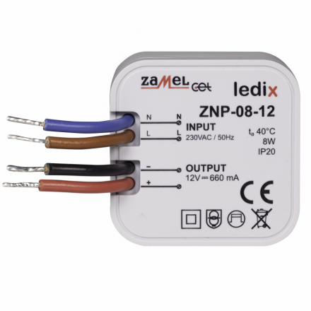 ZAMEL LEDIX Zasilacz LED dopuszkowy 12V 8W ZNP-08-12