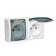 SIMON AQUARIUS Gniazdo podwójne z klapką transparentną natynkowe hermetyczne IP54 białe AQGZ1-2/11A
