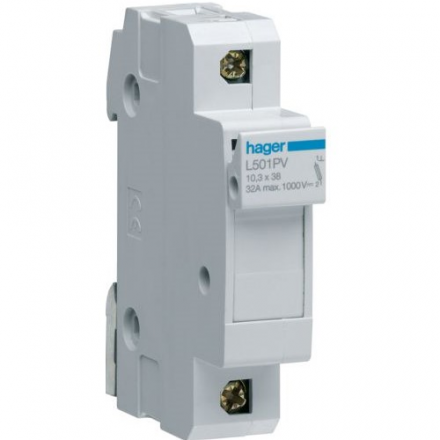 HAGER Modułowa podstawa bezpiecznikowa do systemów PV 1P 10x38mm 32A 1000VDC L501PV