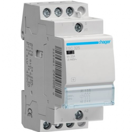Hager Stycznik modułowy 230VAC 3Z 25A 0R ESC325