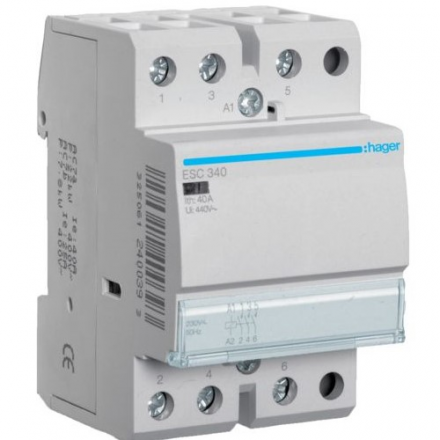 Hager Stycznik modułowy 230VAC 3NO 40A AC-7a/b ESC340