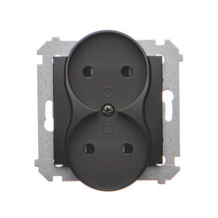 SIMON 54 Gniazdo podwójne bez uziemienia do ramki czarny mat DG2MZ.01/49