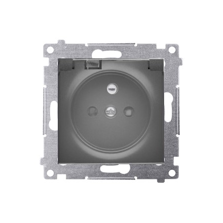 SIMON 54 Gniazdo pojedyncze bryzgoszczelne z/u klapka dymna do ramki czarny mat DGZ1BUZ.01/49A