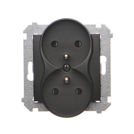 SIMON 54 Gniazdo podwójne z uziemieniem do ramki czarny mat DGZ2MZ.01/49