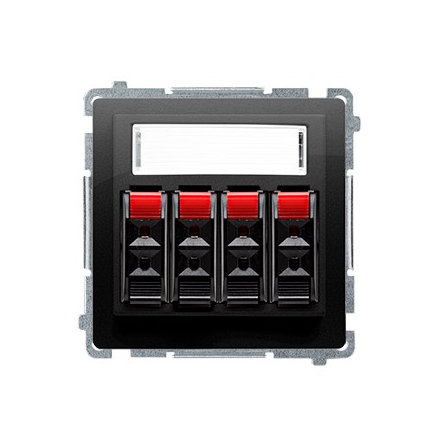 SIMON BASIC Gniazdo głośnikowe 4-krotne z polem opisowym do ramki czarny mat BMGL34.01/49