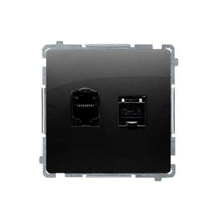 SIMON BASIC Gniazdo komputerowe podwójne RJ45 kat.6 do ramki czarny mat BM62.01/49
