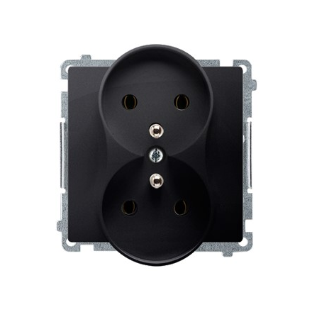 SIMON BASIC Gniazdo podwójne z uziemieniem do ramki czarny mat BMGZ2M.01/49