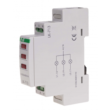 F&F Lampka sygnalizacyjna LED 3F czerwona 3x230V+N LK-713R