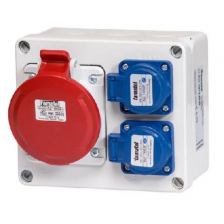 FAMATEL Rozdzielnica budowlana skrzynka siłowa 3P+N+Z 16A/400V + 2x2p+Z 16A/250V IP54 3073.00032