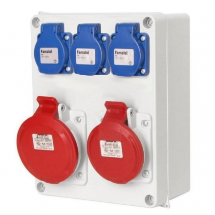 FAMATEL Rozdzielnica budowlana skrzynka siłowa 5P 16A+32A/400V + 3x2p+Z 16A/250V IP54 3074.0029