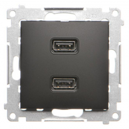 SIMON 54 Gniazdo ładowarka USB podwójna do ramki czarny mat DC2USB.01/49