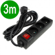 ECOLIGHT Przedłużacz 3-gniazdowy z wyłącznikiem z/u 16A 230V~ czarny 3m
