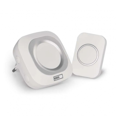 EMOS DZWONEK BEZPRZEWODOWY DO GNIAZDKA PRZYCISK NA BATERIĘ BIAŁY P5733W