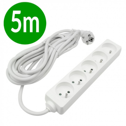 EMOS Przedłużacz 5-gniazdowy z uziemieniem 16A 230 V~ biały 5m