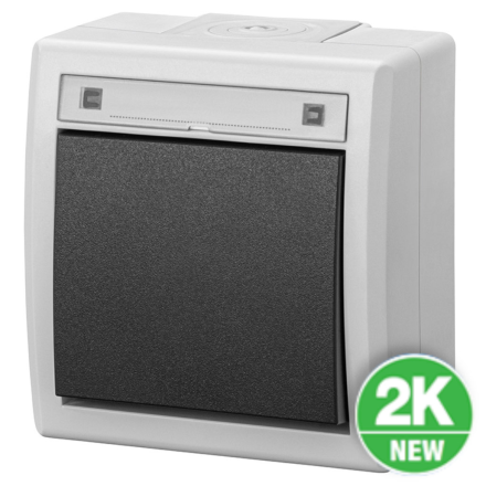 AQUANT 2K Łącznik pojedynczy/schodowy natynkowy IP55 szary ŁNT-1 5001-10