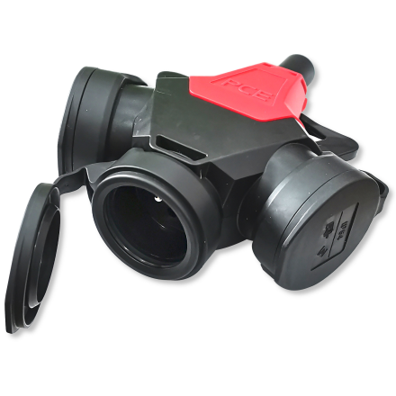 PCE TAURUS2 Rozgałęźnik gumowy na 3 gniazda hermetyczne IP54 z uziemieniem i zatyczkami 16A 250V 243711-srw