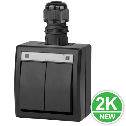 AQUANT 2K Łącznik podwójny/świecznikowy natynkowy IP65 antracyt ŁNT-5 5002-67