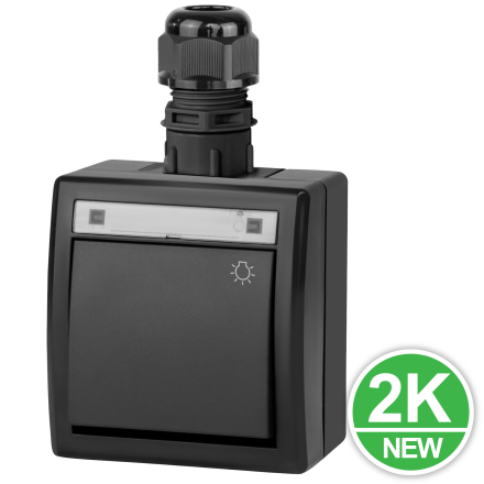 AQUANT 2K Przycisk łącznik zwierny natynkowy światło IP65 antracyt ŁNT-1S 5004-674-65