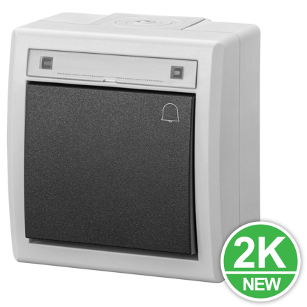 AQUANT 2K Przycisk łącznik zwierny natynkowy DZWONEK IP55 szary ŁNT-1D 5005-10