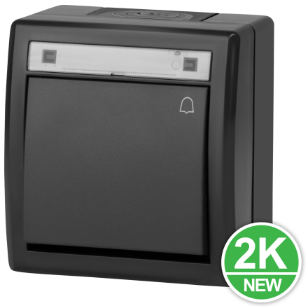 AQUANT 2K Przycisk łącznik zwierny natynkowy DZWONEK IP55 antracyt ŁNT-1D 5005-17