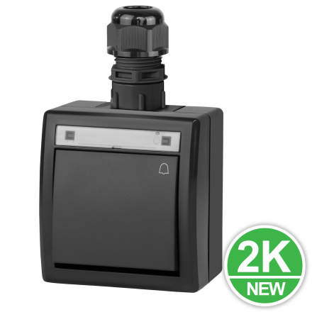 AQUANT 2K Przycisk łącznik zwierny natynkowy DZWONEK IP65 antracyt ŁNT-1D 5005-67