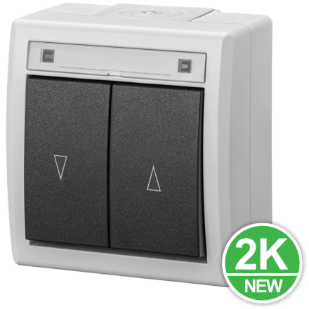 AQUANT 2K Przycisk żaluzjowy łącznik zwierny N/T GÓRA-DÓŁ IP55 szary ŁNT-8 5008-10