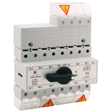 SPAMEL Przełącznik instalacyjny wyboru zasilania sieci 3P+N 80A PRZK-4080N/W02