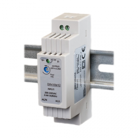 POS Zasilacz na szynę DIN 1,25A/15W 12V LED CCTV RTV