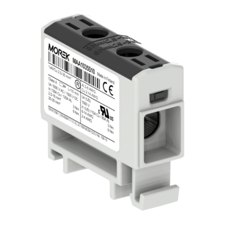 MOREK OTL Złączka szynowa gwintowa Al/Cu 1x2,5-35mm² czarna MAA1035S10