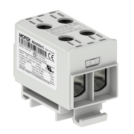 MOREK OTL Złączka szynowa gwintowa Al/Cu 2x1,5-50mm² szara MAA2050A10