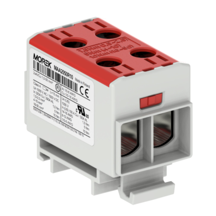MOREK OTL Złączka szynowa gwintowa Al/Cu 2x1,5-50mm² czerwona MAA2050R10
