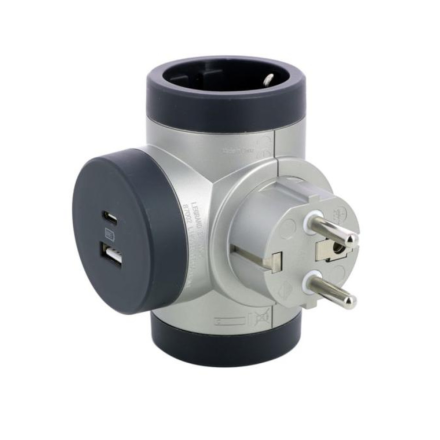 Legrand Rozgałęźnik 2 gniazda + USB typ A/C alu 694524