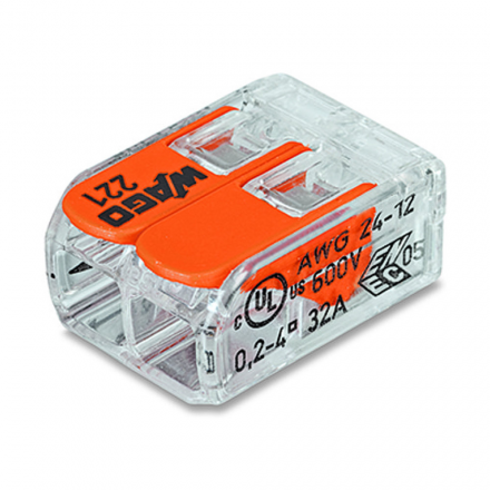 WAGO Szybkozłączka uniwersalna 2x0,2-4mm2 transparentna 221-412