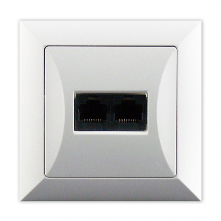 TIMEX OPAL Gniazdo komputerowe 2xRJ-45 w kolorze białym