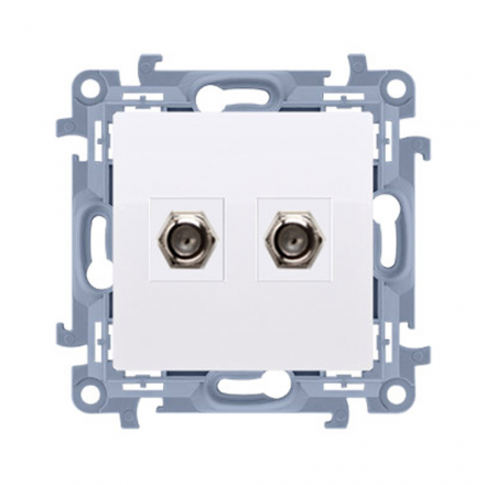 SIMON 10 Gniazdo antenowe podwójne typ F do ramki białe CASF2.01/11