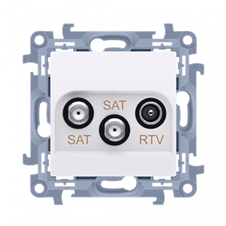 SIMON 10 Gniazdo antenowe RTV-SAT-SAT podwójne do ramki białe CASK2.01/11