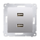 SIMON 54 Gniazdo ładowarka USB podwójna do ramki srebrny mat DC2USB.01/43