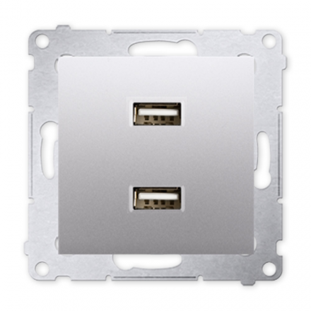 SIMON 54 Gniazdo ładowarka USB podwójna do ramki srebrny mat DC2USB.01/43